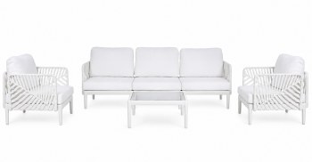 OUTDOOR  PVC SOFA SET LEAF CREAM