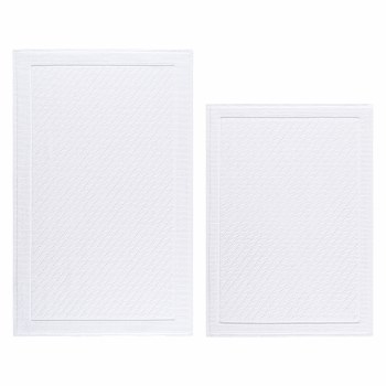 WOVEN WHITE BATHMAT-SET OF 2