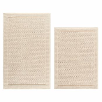 WOVEN BEIGE BATHMAT-SET OF 2