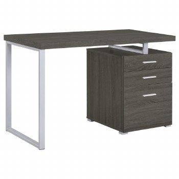 GREY 3-DRAWER COMPUTER DESK
