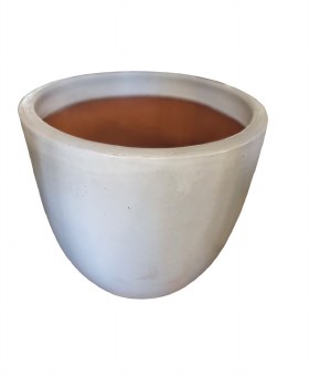 EGG WHITE GLAZED PLANTER-MEDIUM
