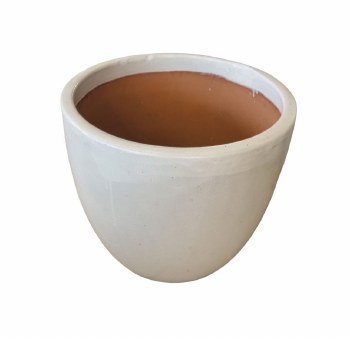 EGG WHITE GLAZED PLANTER-LARGE