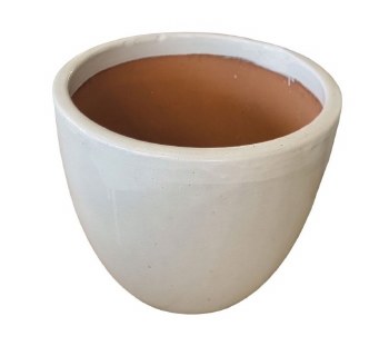EGG WHITE GLAZED PLANTER-X LARGE