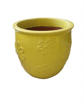 YELLOW GLAZED PLANTER-LARGE