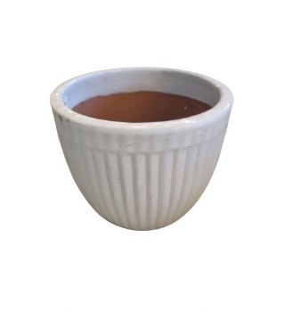 WHITE GLAZED PLANTER-LARGE