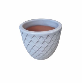 WHITE GLAZED DIAMOND PLANTER-SMALL