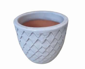 WHITE GLAZED DIAMOND PLANTER-LARGE