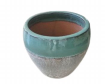 BLUE RIM GLAZED PLANTER-MEDIUM