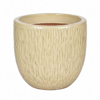 CREAM LINES GLAZED PLANTER-MEDIUM