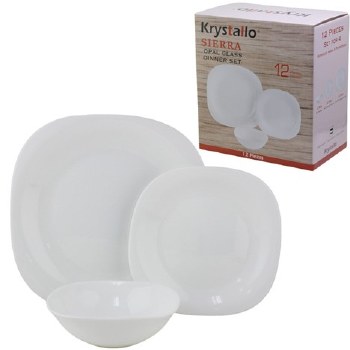 OPAL WHITE DINNERWARE SET- 12 PIECES