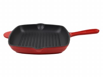 RED CAST IRON FRYING PAN