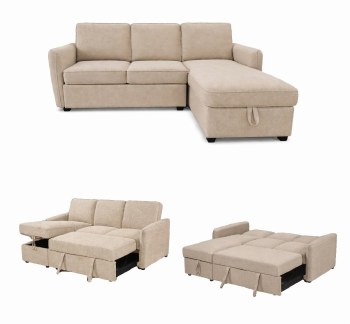CHARLY KHAKI SOFA BED W/CHAISE