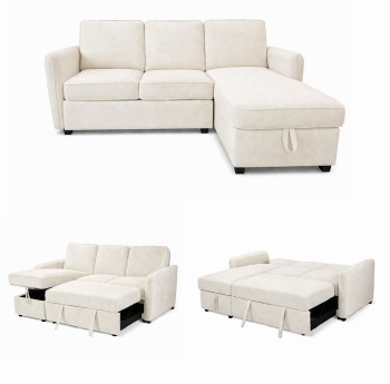 CHARLY IVORY SOFA BED W/CHAISE