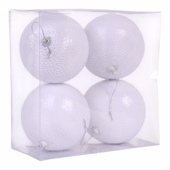 WHITE FOAM ORNAMENT-SET OF 4
