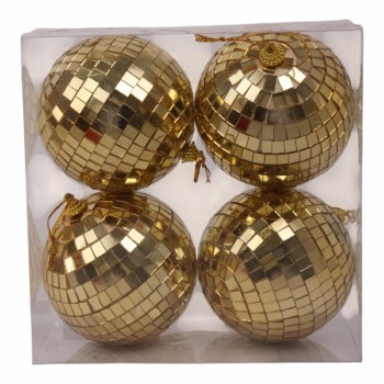 SHINY GOLD BALL ORNAMET- SET 0F 4