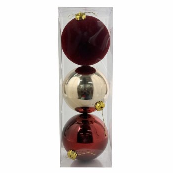 GOLD & RED  BALL ORNAMENT-SET OF 3
