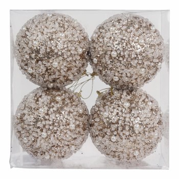 CHAMPAGNE FOAM BALL ORNAMENT-SET OF 4