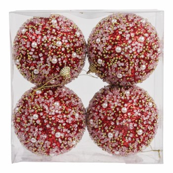 RED FOAM ORNAMENT-SET OF 4