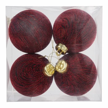 BURGANDY FOAM BALL ORNAMENT-SET OF 4