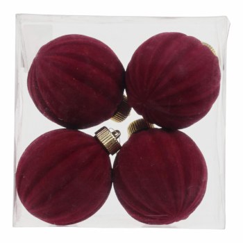 BURGANDY BALL ORNAMENT-SET OF 4