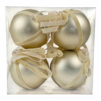 LIGHT GOLD BALL ORNAMENT-SET OF 4