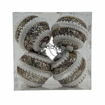 STRIPE CHAMPAGNE BALL ORNAMENT-SET OF 4