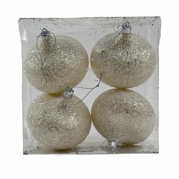 SILVER BALL ORNAMENT-SET OF 4