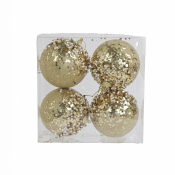 GOLD BALL ORNAMENT-SET OF 4