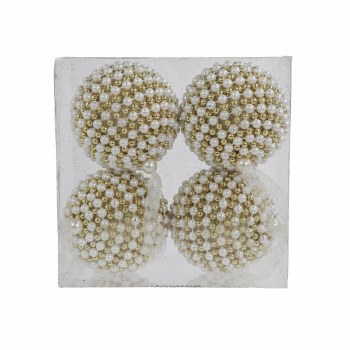 GOLD STUDDED ORNAMENT BALL- SET OF 4