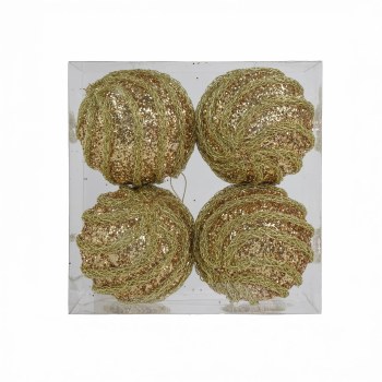 GOLD BALL ORNAMENT-SET OF 4