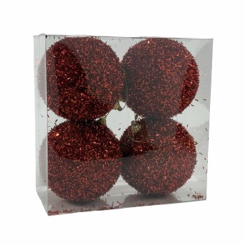 DARK RED BALL ORNAMENT-SET OF 4