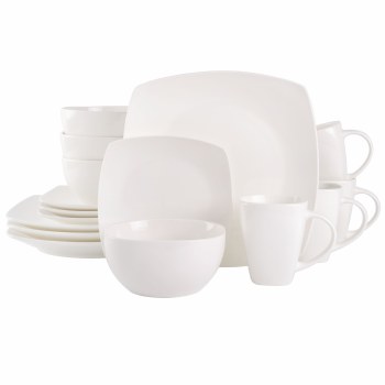 WHITE SQUARE DINNERWARE-SET OF 16