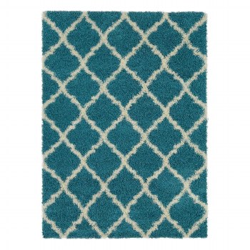 SHAGGY TURQUOISE TRELLIS AREA RUG-6FT X 9FT