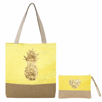 SEQUINS BEACH BAG-YELLOW-SET/2