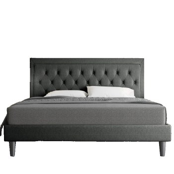 HEGG GREY TUFTED BED-KING