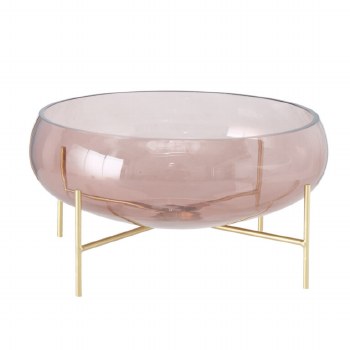 IZANA GLASS BOWL W/STAND-PINK