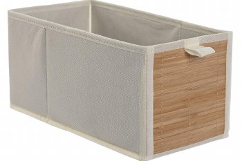 BAMBOO & FABRIC RECTANGLE BASKET