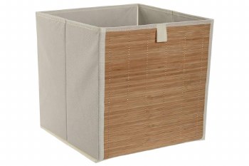 BAMBOO & FABRIC SQUARE BASKET
