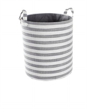 GREY STRIPED COTTON BASKET-MEDIUM