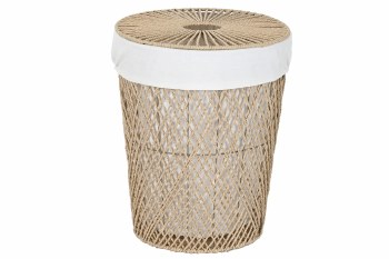 FIBER LAUNDRY BASKET W/LID & LINER