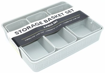 BASKET WEAVE-LIGHT GREY-SET/5