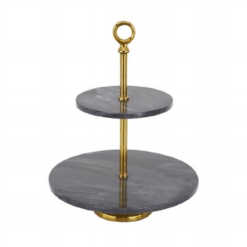 CAKE STAND 2 TIER-MARBLE