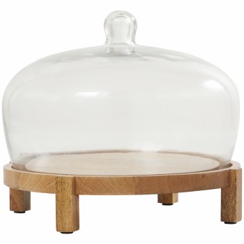 CLOCHE GLASS W/WOODEN BASE-SMALL