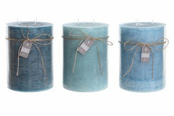 CANDLE 3 WICK BLUE-LARGE