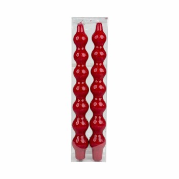 DINNER CANDLE S/2- RED
