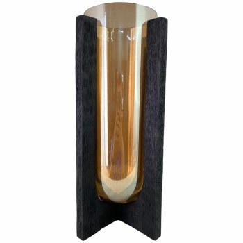 BLACK & GOLD CANDL HOLDER-LG