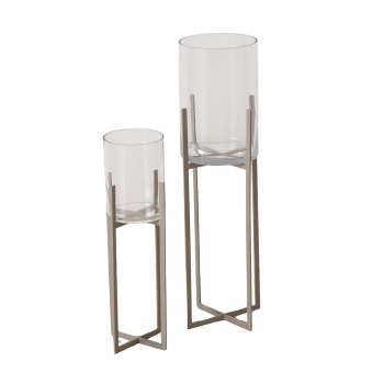 GREY IRIS CANDLE HOLDER - LARGE