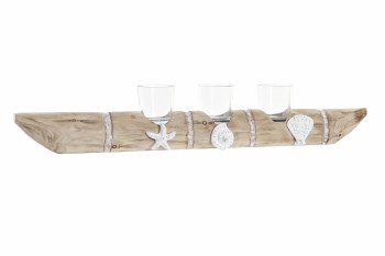 MANGO WOOD SHELL CANDLE HOLDER
