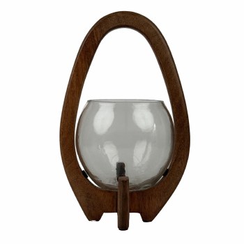 CANDLE HOLDER W/WD STND-LG