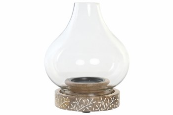 CANDLE HOLDER W/SHADE-NATURAL